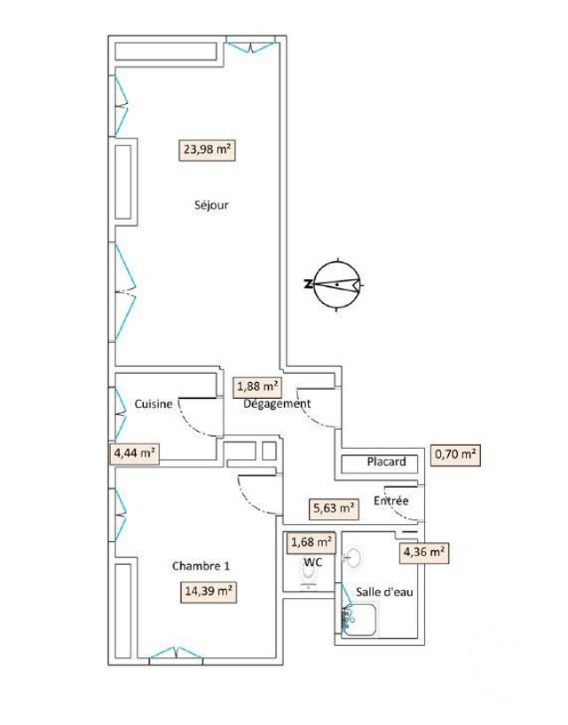 Appartement F2 à vendre - 2 pièces - 57.0 m2 - NEUILLY SUR SEINE - 92 - ILE-DE-FRANCE - Century 21 Eric Sellier